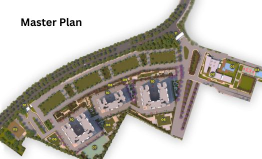 Brigade Jeevan Sandhya master plan showing luxury apartment towers and amenities
