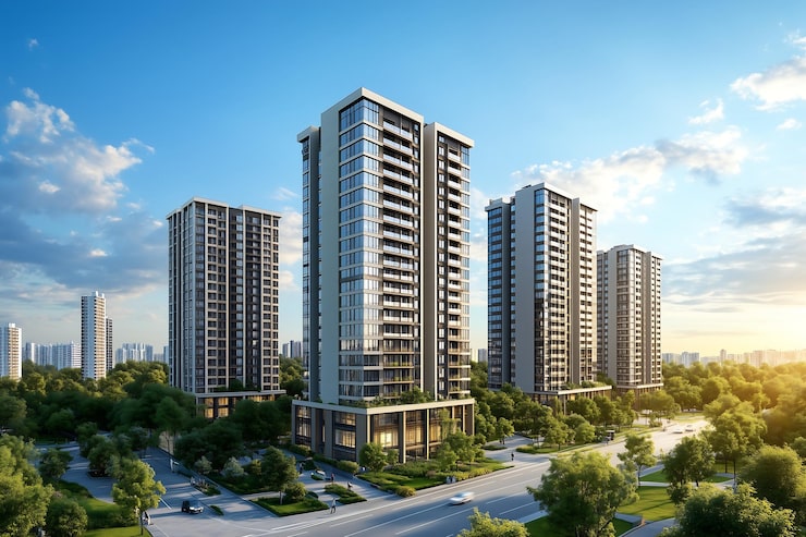 Artist's impression of apartment towers, shown for Brigade Tumkur Road