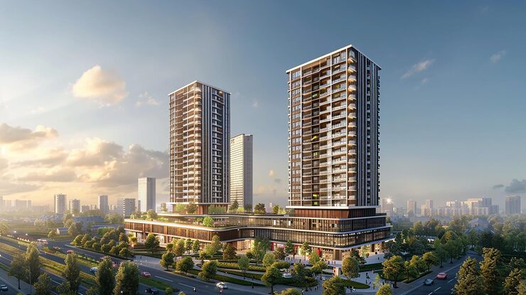 Artist's impression of apartment towers, shown for Ebony at Brigade Orchards