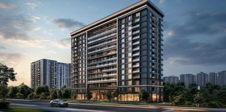 Artist's impression of office towers, shown for Brigade Buzzworks at WTC Annexe