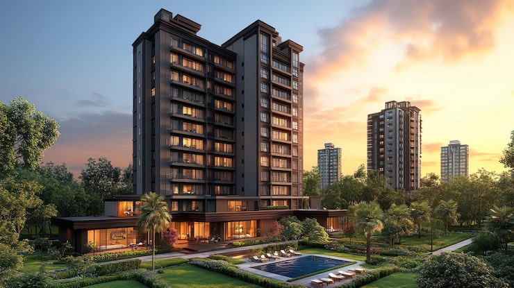 Artist's impression of apartment towers, shown for Brigade Banashankari