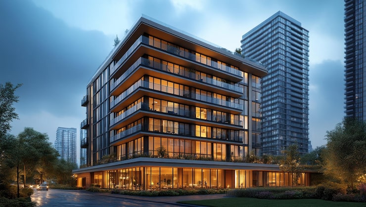 Artist's impression of apartment towers, shown for Brigade Insignia